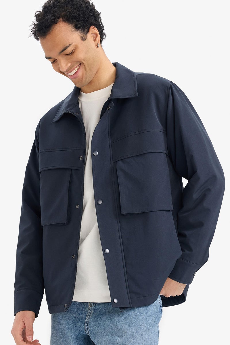 DeFacto Blue Man Regular Fit Polo Collar Waterproof Jacket Casual - Image 3
